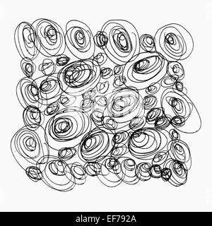 Painted black abstract circles bubbles isolated on white background Banque D'Images