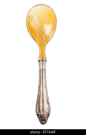 Vintage sterling spoon isolated on white with clipping path Banque D'Images