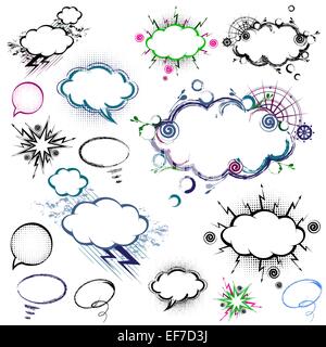 Style Bande dessinée bulles dessiné à la main dans des couleurs différentes variétés Illustration de Vecteur