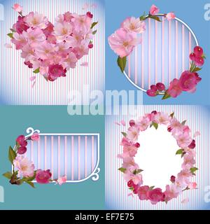 Doux printemps vecteur bannières et cartes avec de belles fleurs de Sakura Illustration de Vecteur