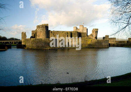 Château de Caerphilly, Caerphilly, Galles du Sud. Banque D'Images