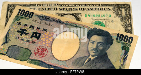 Yen japonais et US Dollar Bank Note Banque D'Images