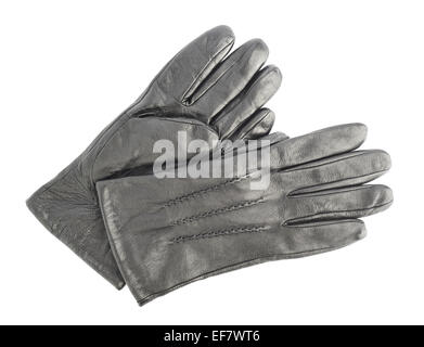 Gants en cuir froissé isolated Banque D'Images