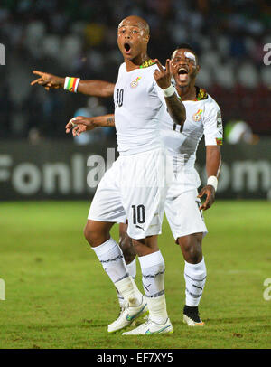 La Guinée équatoriale. 27 Jan, 2015. Coupe d'Afrique des Nations de football, Afrique du Sud et le Ghana. Andre Ayew défis Mubarak Wakaso ( Ghana ) Joie © Plus Sport Action/Alamy Live News Banque D'Images