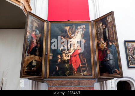 La Descente de croix, panneau central d'un triptyque peint par Peter Paul Rubens Cathédrale Notre-Dame d'Anvers, Banque D'Images