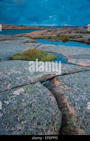 Rochers, côte au Ramsvik, près de Kungshamn, Bohuslän province, comté de Västra Götaland, en Suède Banque D'Images