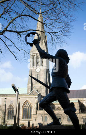 Richard III statue et cathédrale de Leicester, Leicester, UK Banque D'Images