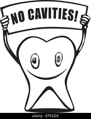 Une dent avec un panneau qui dit pas de caries ! Illustration de Vecteur
