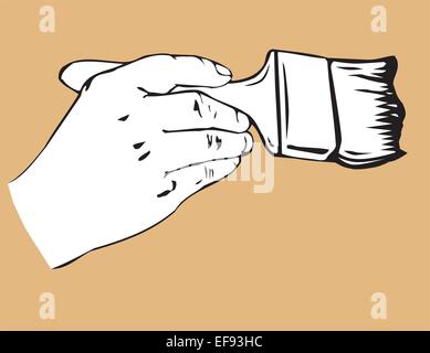 Hand Holding Paintbrush Illustration de Vecteur