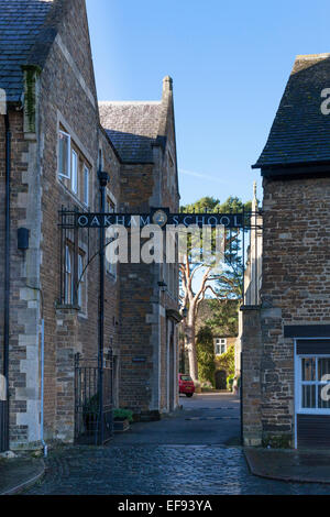 Entrée de l'école d'Oakham (fondé en 1854), Rutland. Banque D'Images