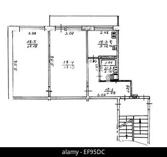 Plan de maison / scheme.illustration noir et blanc Banque D'Images