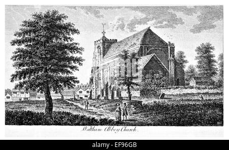 Gravure sur cuivre 1776 beautés du paysage Angleterre plus élégant de magnifiques édifices publics.Église de Waltham Abbey Essex Banque D'Images