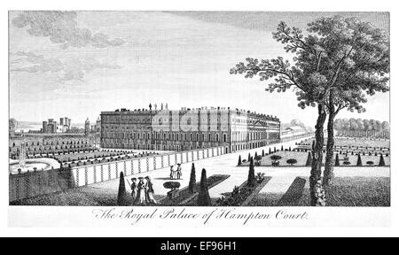 Gravure sur cuivre 1776 beautés du paysage Angleterre plus élégant de magnifiques édifices publics. Hampton Court Palace Royal Banque D'Images