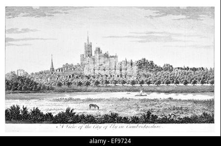 Gravure sur cuivre 1776 beautés du paysage Angleterre plus élégant de magnifiques édifices publics. La cathédrale de la ville d'Ely Cambridgeshire Banque D'Images