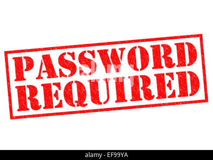 Mot de passe obligatoire de tampon en caoutchouc rouge sur un fond blanc. Banque D'Images