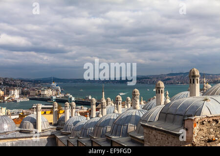 Vue de la mosquée Suleymaniye au Bosphore, Istanbul, Turquie Banque D'Images