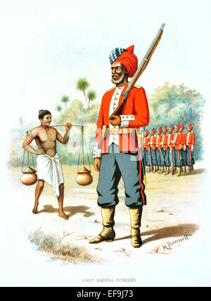 Les forces impériales britanniques 1905 1ère des pionniers de Madras Banque D'Images