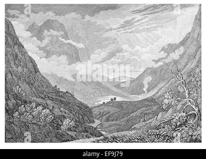 Photo de l'Écosse par Robert Chambers publié 1837 Glencoe Gleann Glen Coe comité Lochaber Comhan Domaine du Highland Council Banque D'Images