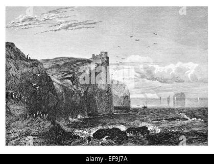 Photo de l'Écosse par Robert Chambers publié 1837 château forteresse côtière rapide Berwickshire, au sud-est de l'Écosse Banque D'Images