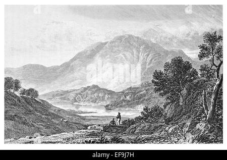 Photo de l'Écosse par Robert Chambers publié 1837 Ceiteirein Ceathairne Loch Katrine Stirling d'eau douce Banque D'Images