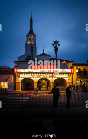 Santa Barbara, Californie, USA. 28 janvier, 2015. Soir tombe à l'Arlington Theater, principal lieu de la 30e Festival International du Film de Santa Barbara. Crédit : Scott London/Alamy Live News Banque D'Images