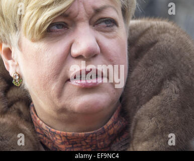 Le président de la Banque nationale de Lukraine Valery Gontareva. 29 janvier, 2015. -- Politicinas ukrainien, 29 janvier 2015, ont participé à la cérémonie, les jeunes héros Kruty types qui en ce jour en 1918 près de la gare dans la région de Tchernihiv Kruty entrés dans un combat inégal avec les bolcheviks et meurt une mort héroïque pour la République populaire ukrainienne. © Igor Golovniov/ZUMA/Alamy Fil Live News Banque D'Images