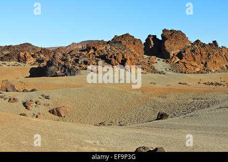 Champ de pierre ponce à Las Minas de San José, Las Cañadas del Teide, le Parc National du Teide, Site du patrimoine mondial par l'UNESCO, Tenerife, Banque D'Images