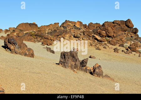 Champ de pierre ponce à Las Minas de San José, Las Cañadas del Teide, le Parc National du Teide, Site du patrimoine mondial par l'UNESCO, Tenerife, Banque D'Images