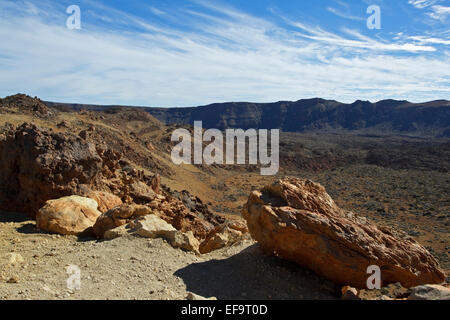 La Caldeira vu de las Minas de San José (mines de San Jose). Las Cañadas del Teide, Tenerife Banque D'Images