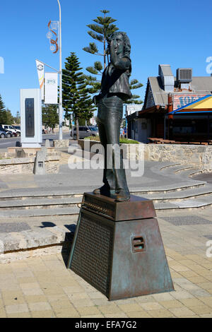 Statue de Bon Scott à Fremantle, Perth. L'ouest de l'Australie. Le chanteur d'origine australienne de rock n' roll, AC/DC. Banque D'Images