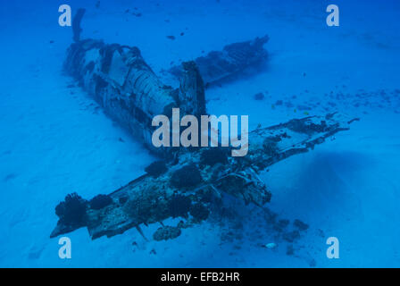 Sous l'épave de l'avion Corsair Florida Dive Site Banque D'Images