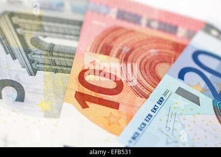 Euro bank notes prises avec Tilt Shift lens Banque D'Images