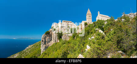 Panorama de Lubenice, village sur l'île de Cres, Croatie Banque D'Images