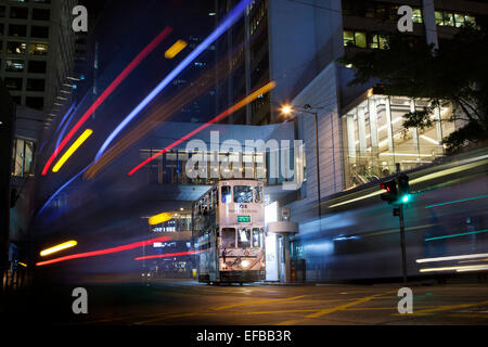 Le Tram à Hong Kong Banque D'Images