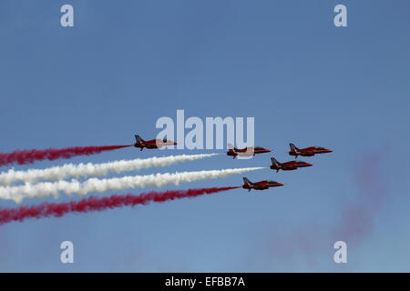 Des flèches rouges, Clacton Airshow, Clacton Pier. Banque D'Images