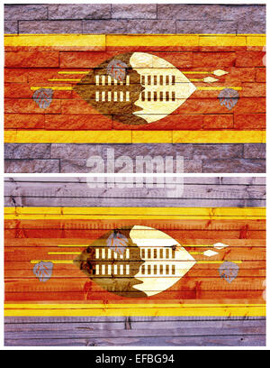 Mur du Swaziland drapeau Vintage Banque D'Images