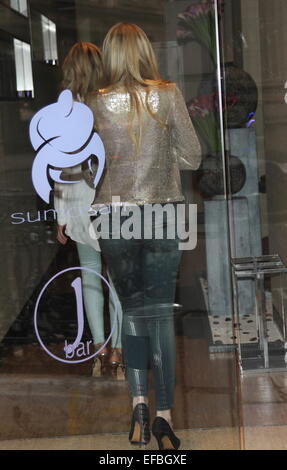 Donald Trump, l'ex-femme de Marla Maples, et Tiffany Trump arrivent à Sumosan restaurant à Londres avec : Tiffany Trump Où : London, Royaume-Uni Quand : 28 juillet 2014 Banque D'Images