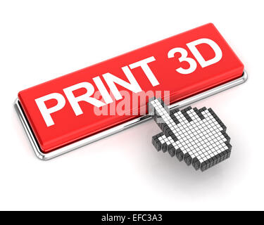 En cliquant sur un bouton d'impression 3D Banque D'Images