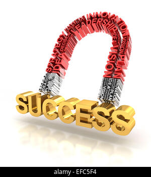 Formé par les mots d'aimant attirant des succès Banque D'Images