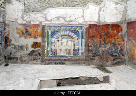 Dans la mosaïque murale Maison d'Herculanum de Neptune et d'Aphrodite Banque D'Images