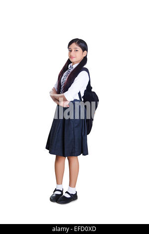 1 Indian girl school student poser Banque D'Images