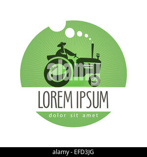 Tracteur logo vector modèle. ferme ou sur l'icône du produit naturel. Banque D'Images