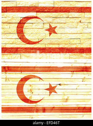 Vintage wall drapeau de République turque de Chypre du Nord Banque D'Images
