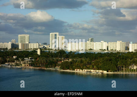 Vue aérienne de Star Island et de Miami Beach, Miami, Floride, USA Banque D'Images