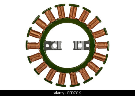 Le stator du moteur pas-à-pas, isolé sur fond blanc Banque D'Images