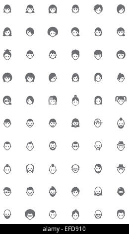 Visages Vector icon set Banque D'Images