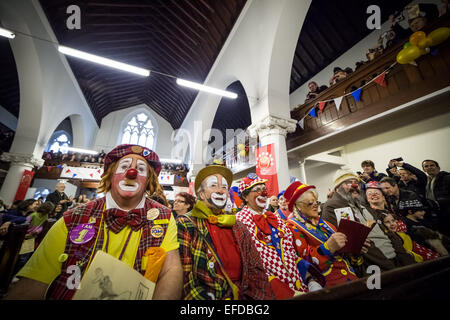 Londres, Royaume-Uni. 1er février, 2015. Joseph Grimaldi Clown annuel Service de l'Église Crédit : Guy Josse/Alamy Live News Banque D'Images