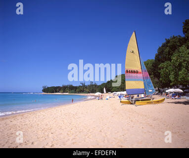 Plage de Sandy Lane, paroisse de Saint James, Barbade, Lesser Antilles, Caribbean Banque D'Images