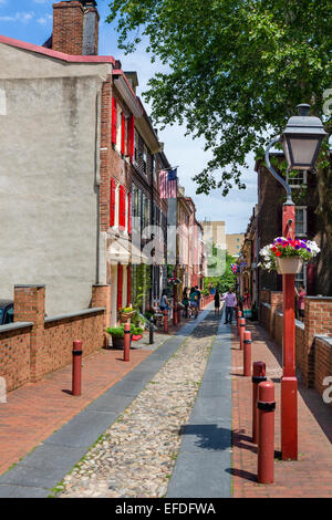 Elfreth's Alley historique dans le vieux centre-ville, Philadelphie, Pennsylvanie, USA Banque D'Images