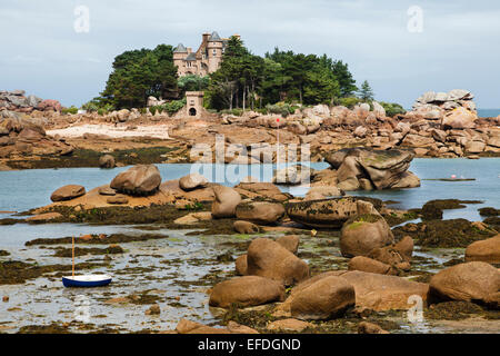 Île de Costaérès, Côte de Granit Rose, Finistère, Bretagne, France. Banque D'Images